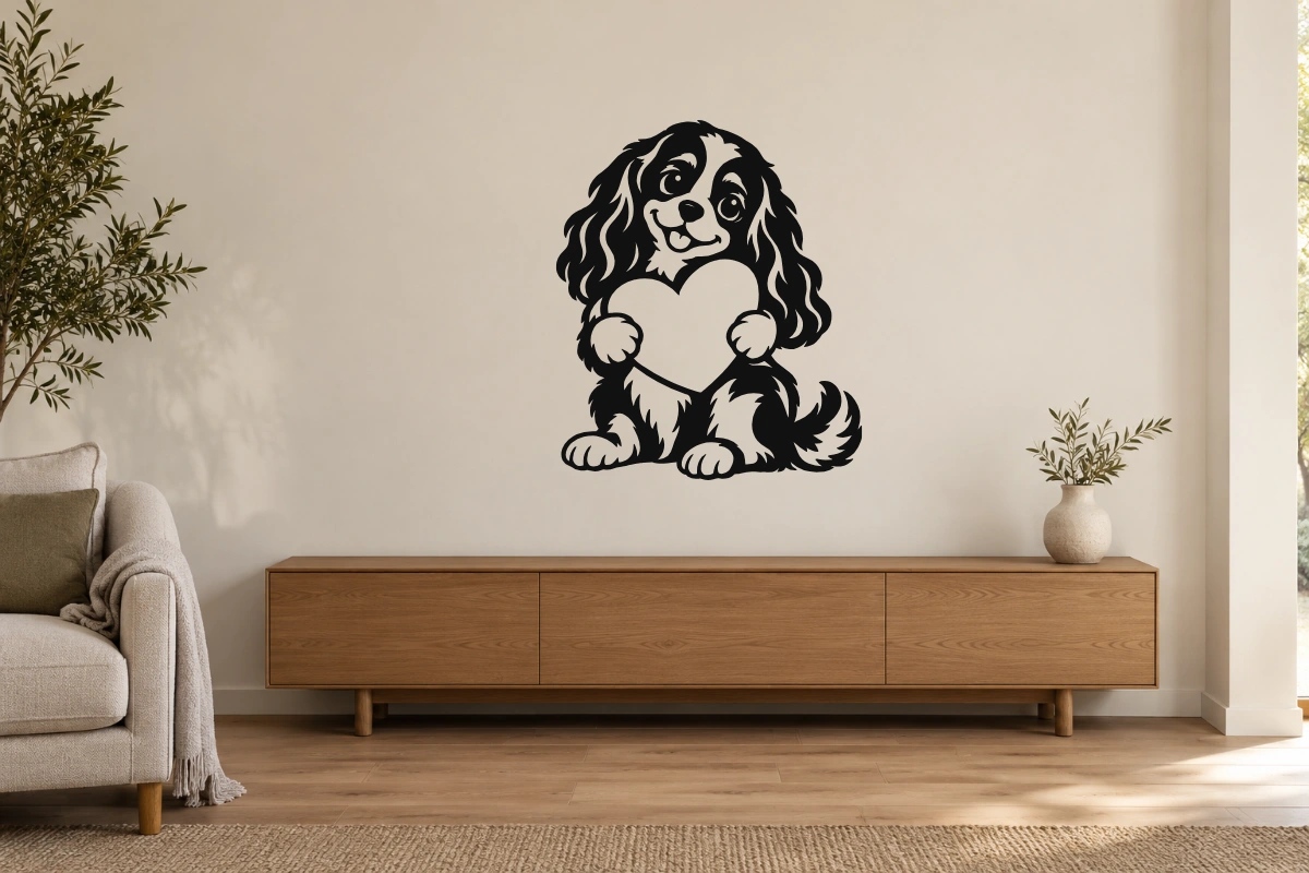 Cavalier del cuore - stesso adesivo in ambiente realistico studio; scala indicativa, arredi esclusi