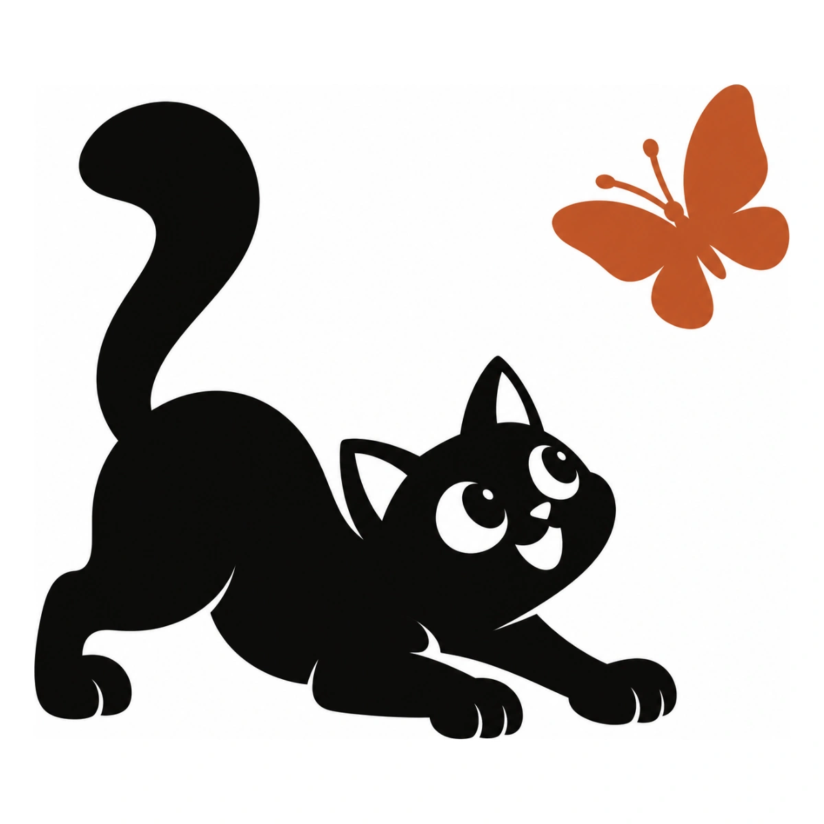 Acchiappa la farfalla - disegno adesivo gatto multicolore a elementi separati