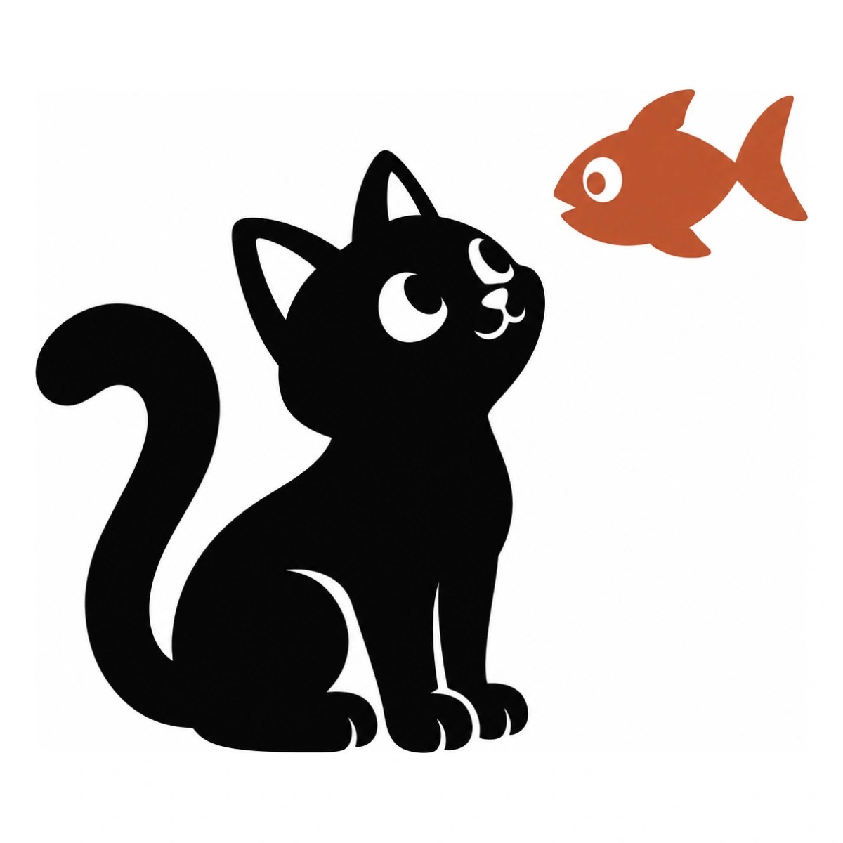 Appuntamento con il pesciolino - disegno adesivo gatto multicolore a elementi separati