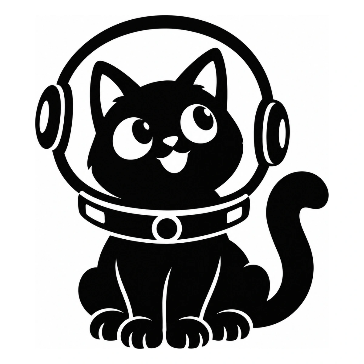 Astronauta da salotto - disegno adesivo gatto nero