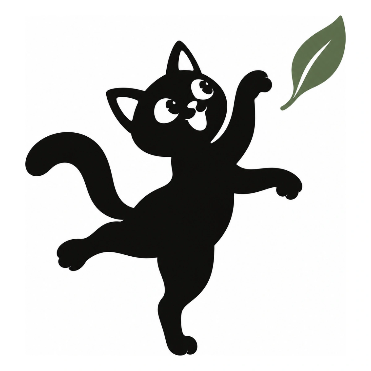 Balletto con la foglia - disegno adesivo gatto multicolore a elementi separati