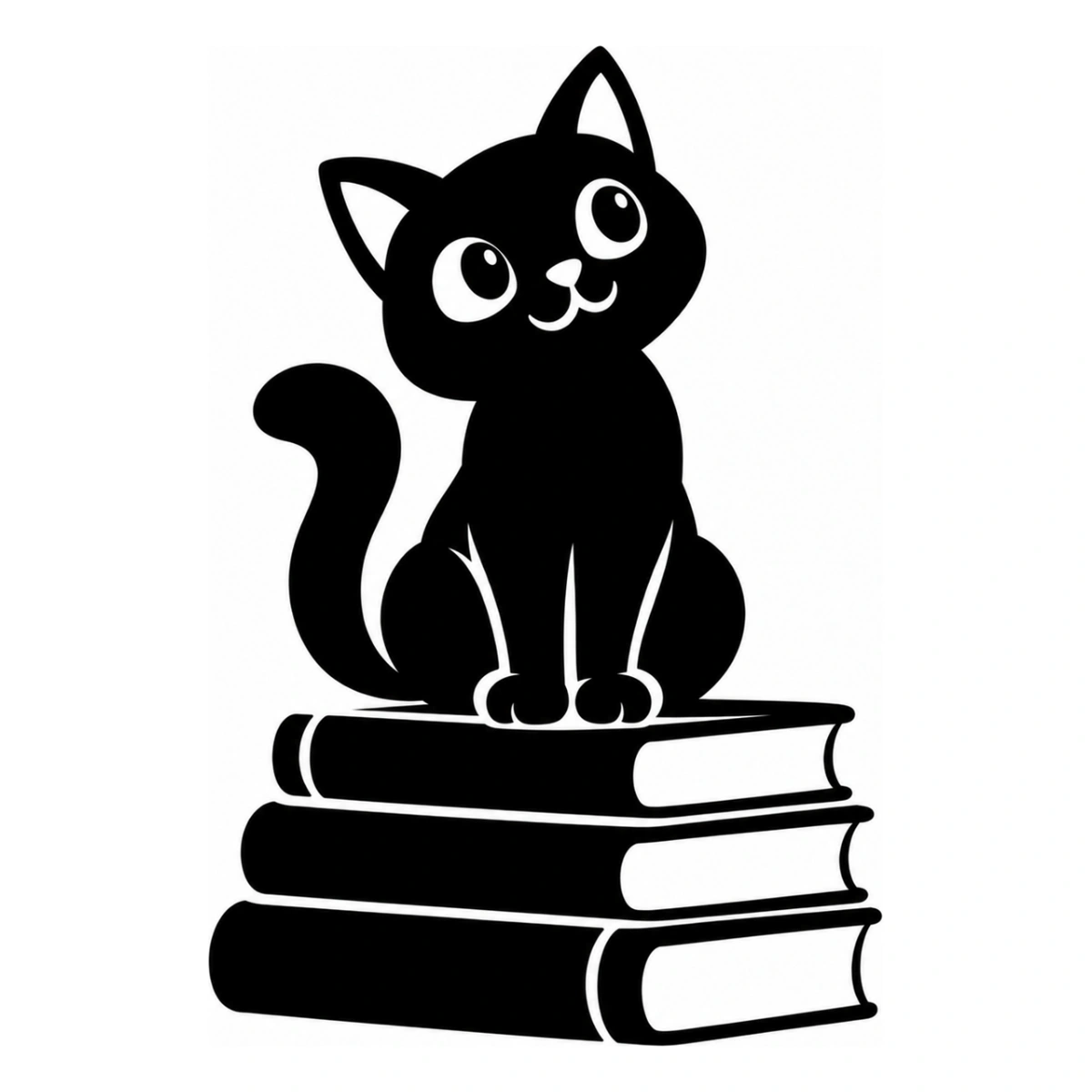 Bibliotecario a quattro zampe - disegno adesivo gatto nero