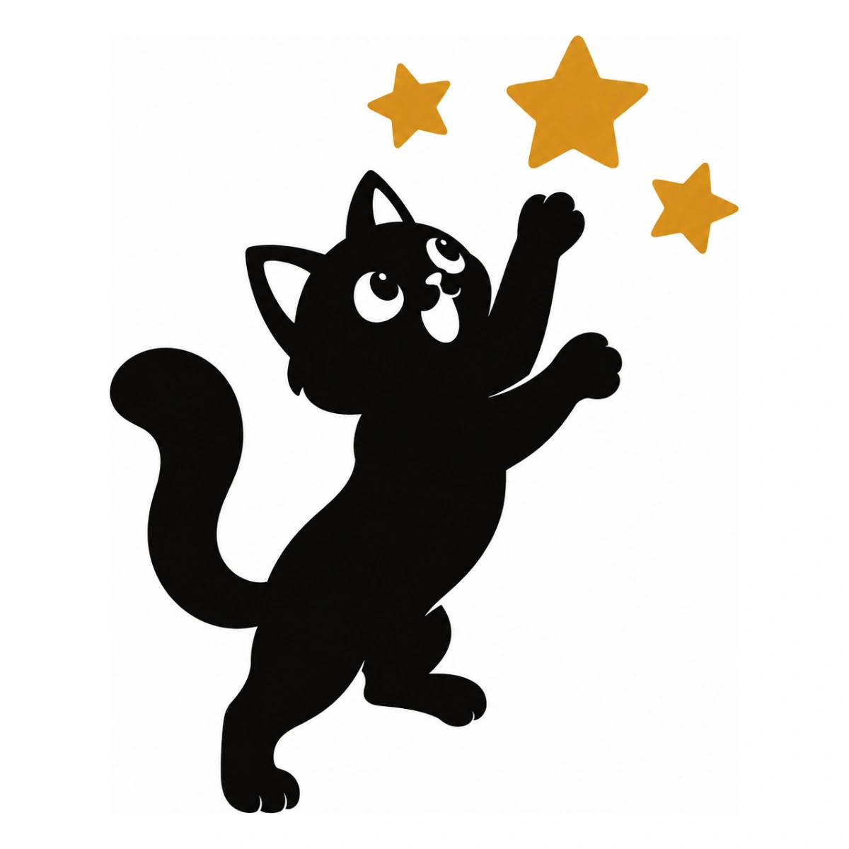Caccia alla stellina - disegno adesivo gatto multicolore a elementi separati