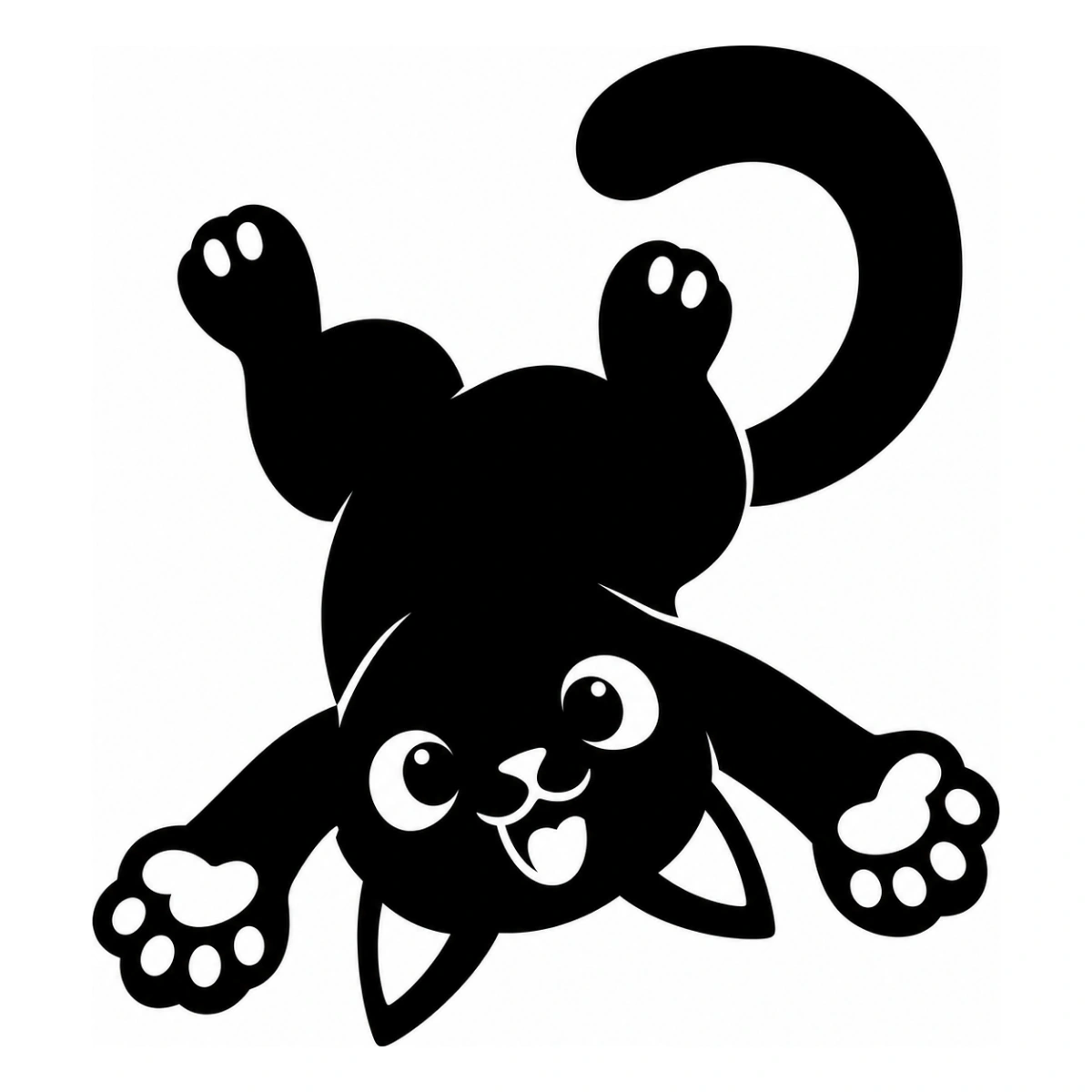 Capovolto ma felice - disegno adesivo gatto nero