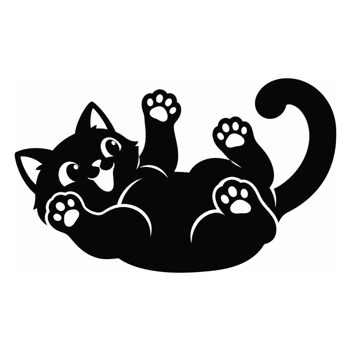 Capriola sul tappeto - disegno adesivo gatto nero