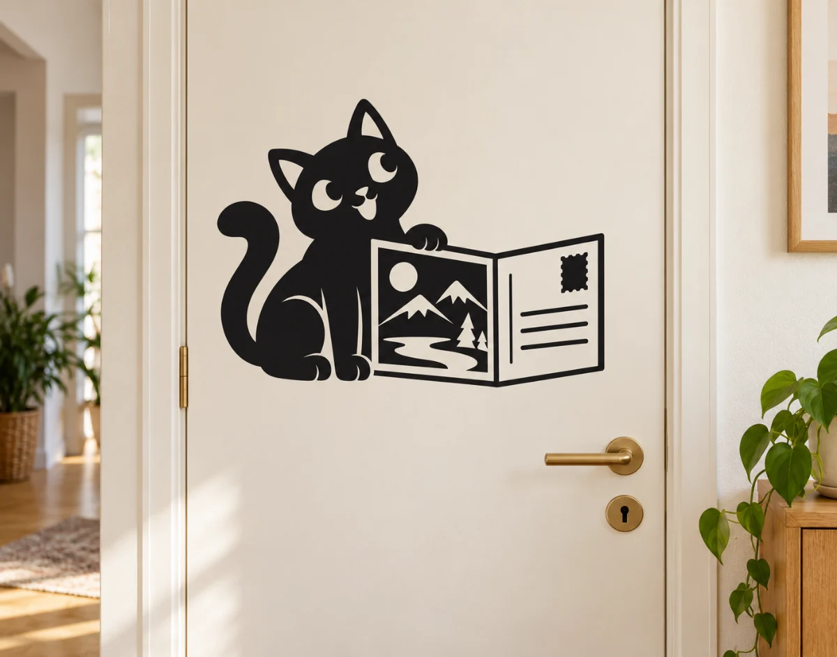 Cartolina dal divano - simulazione su porta interna liscia