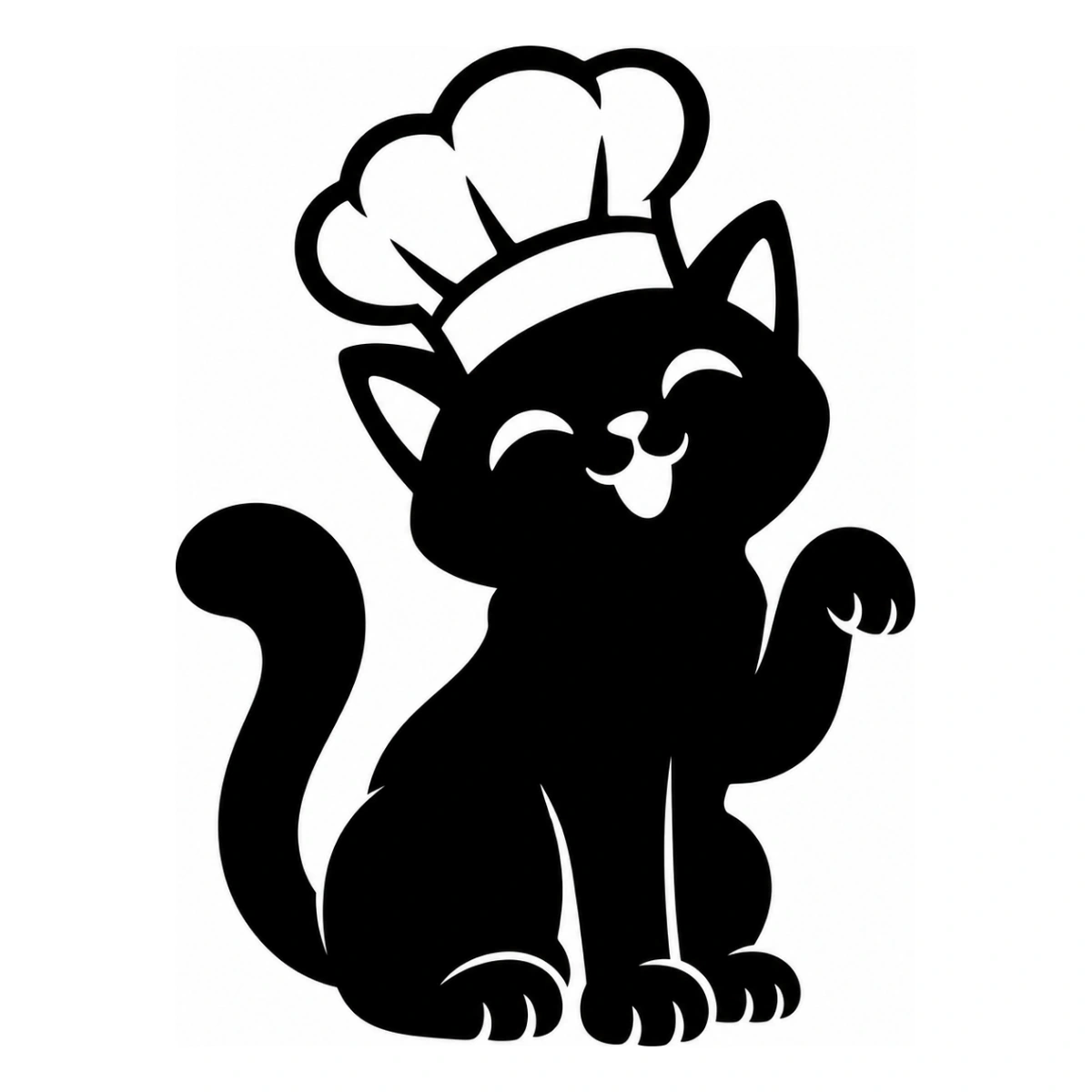 Chef senza fretta - disegno adesivo gatto nero