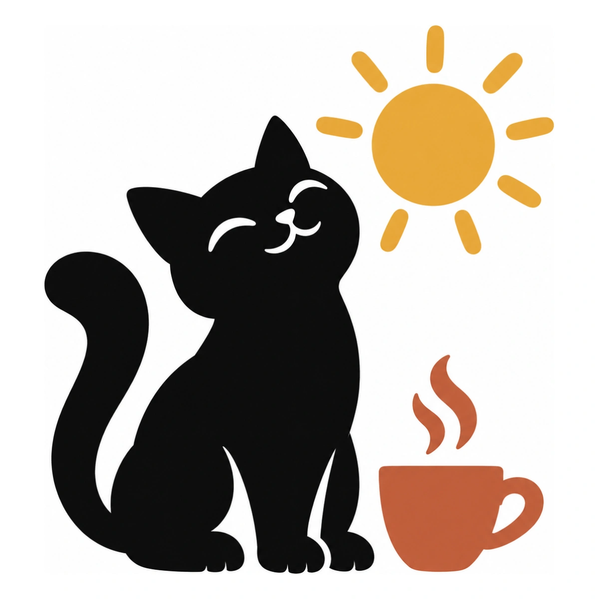 Colazione con il sole - disegno adesivo gatto multicolore a elementi separati