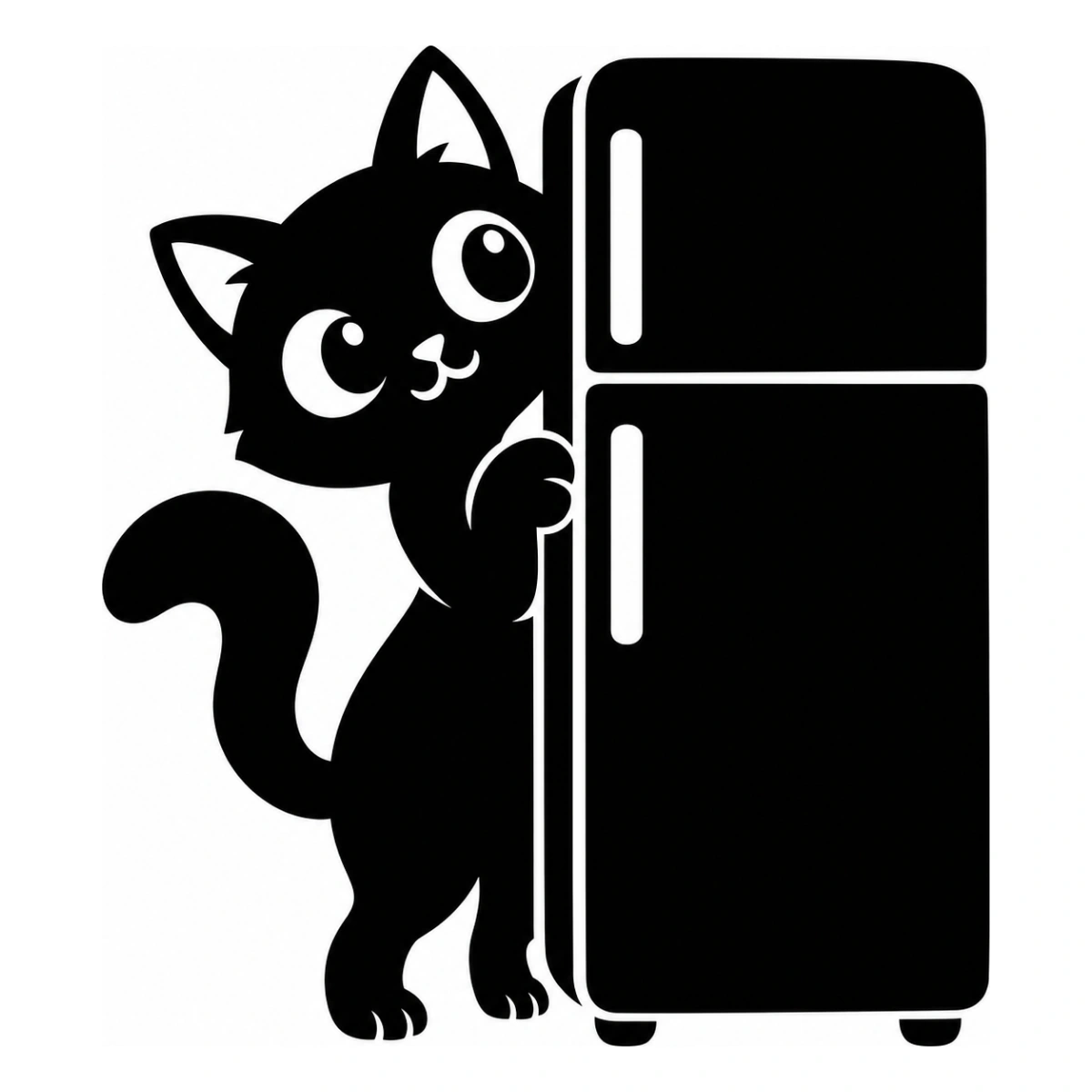 Controllore del frigo - disegno adesivo gatto nero