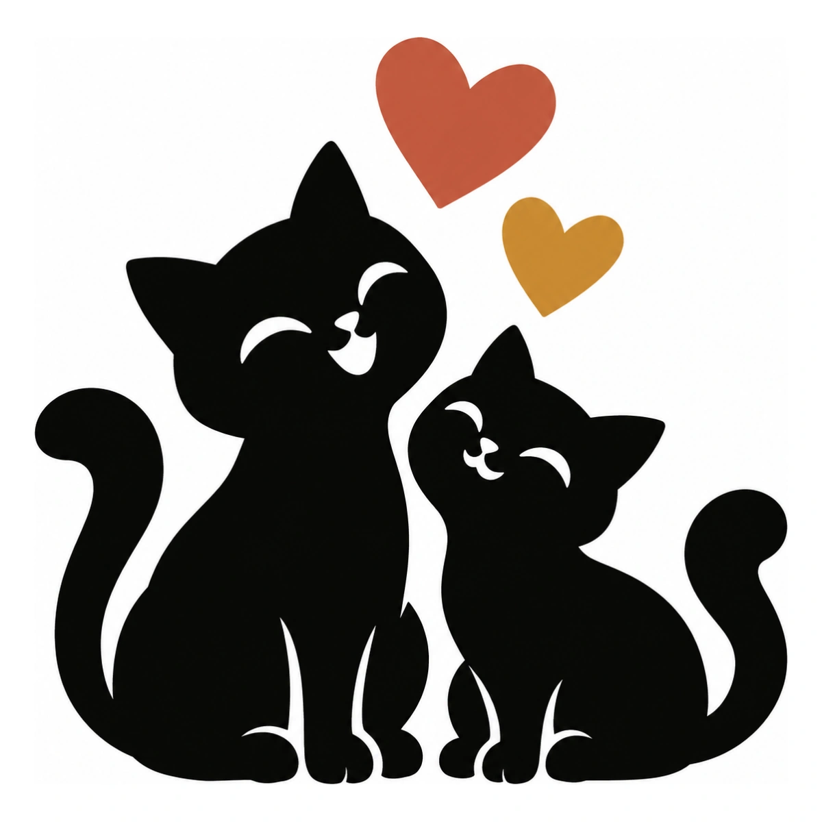 Cuori tra amici - disegno adesivo gatto multicolore a elementi separati