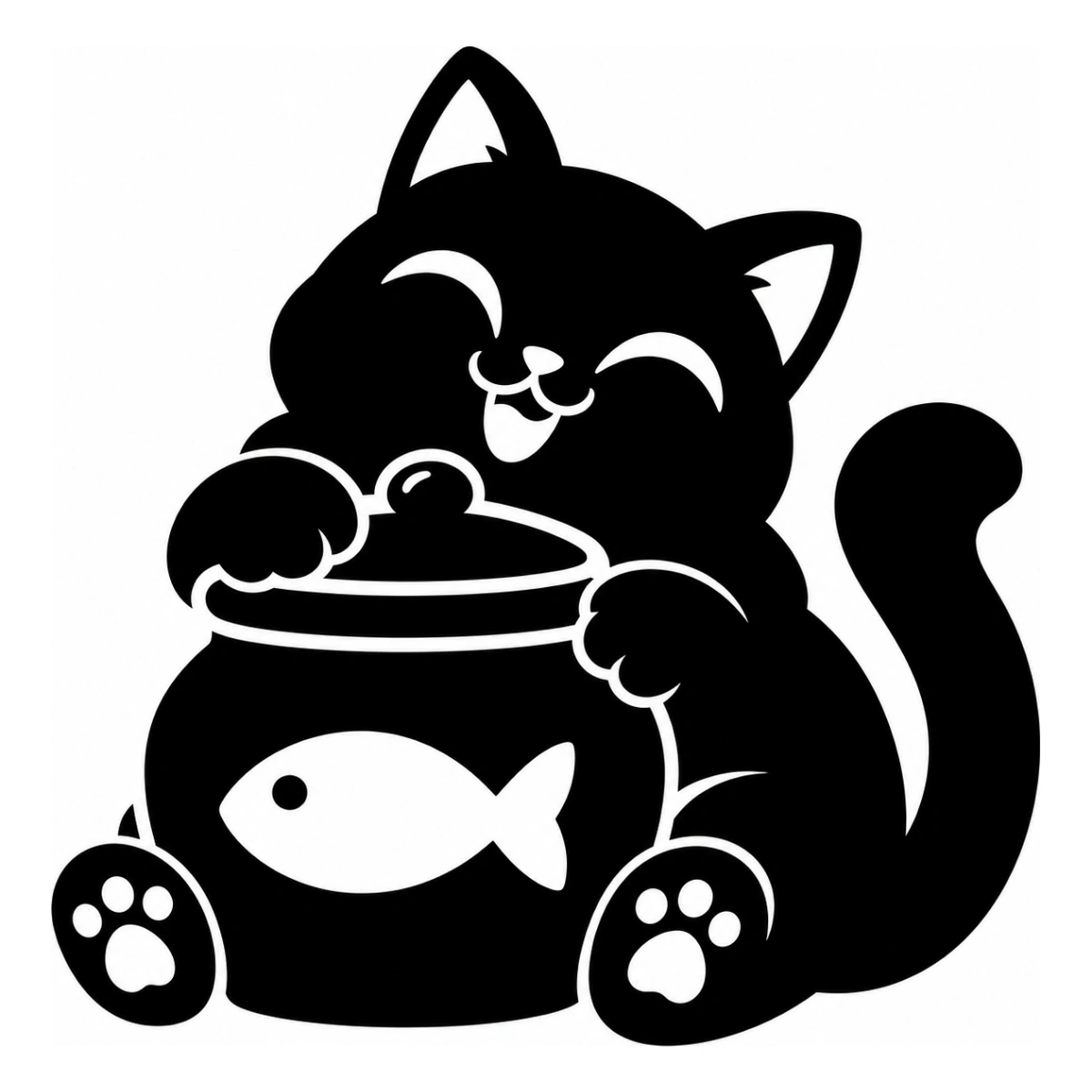 Custode del barattolo - disegno adesivo gatto nero