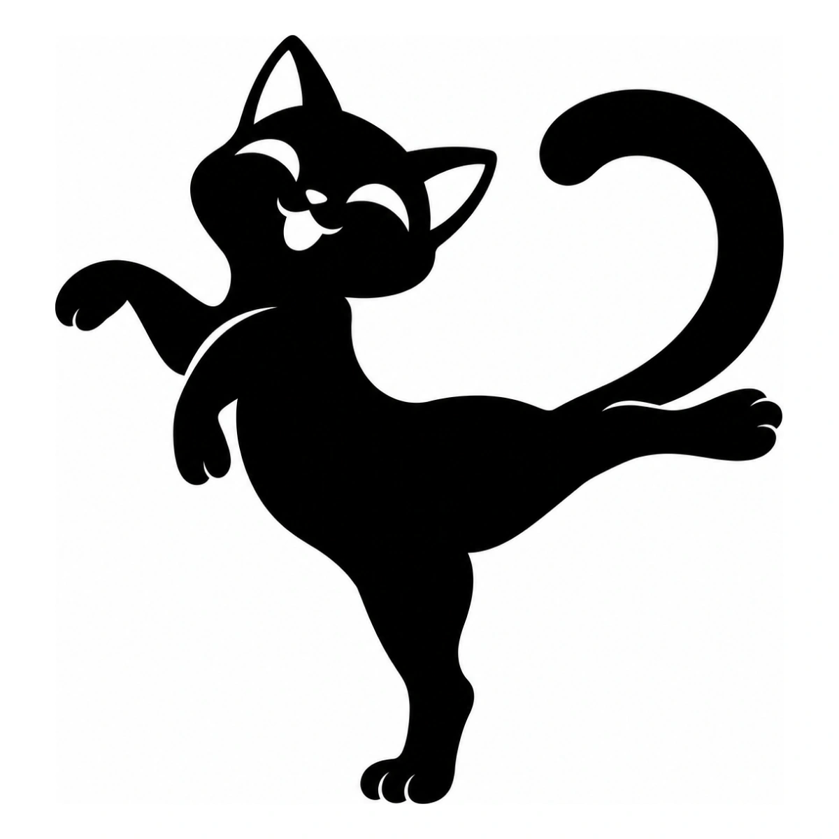 Danza a coda tonda - disegno adesivo gatto nero