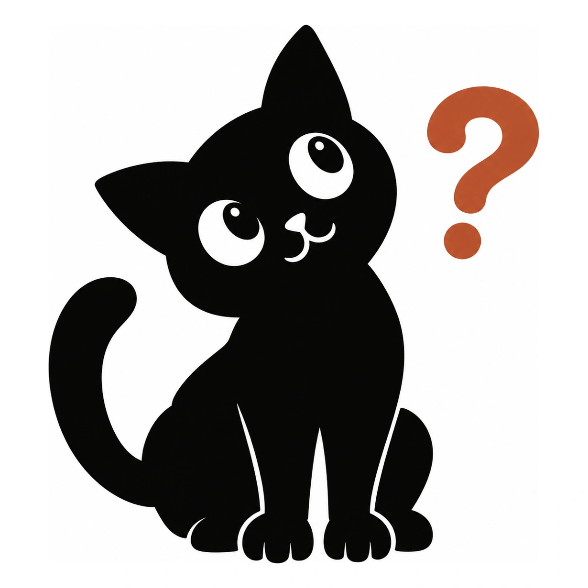 Domanda felina - disegno adesivo gatto multicolore a elementi separati