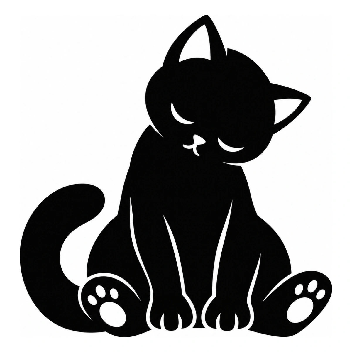 Dormire con dignità - disegno adesivo gatto nero