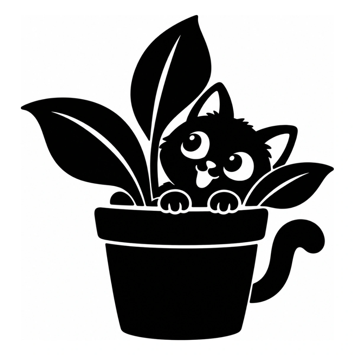 Esploratore nel vaso - disegno adesivo gatto nero