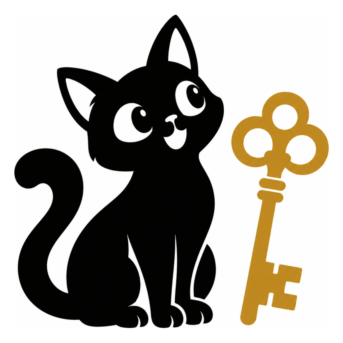 Guardiano della chiave - disegno adesivo gatto multicolore a elementi separati