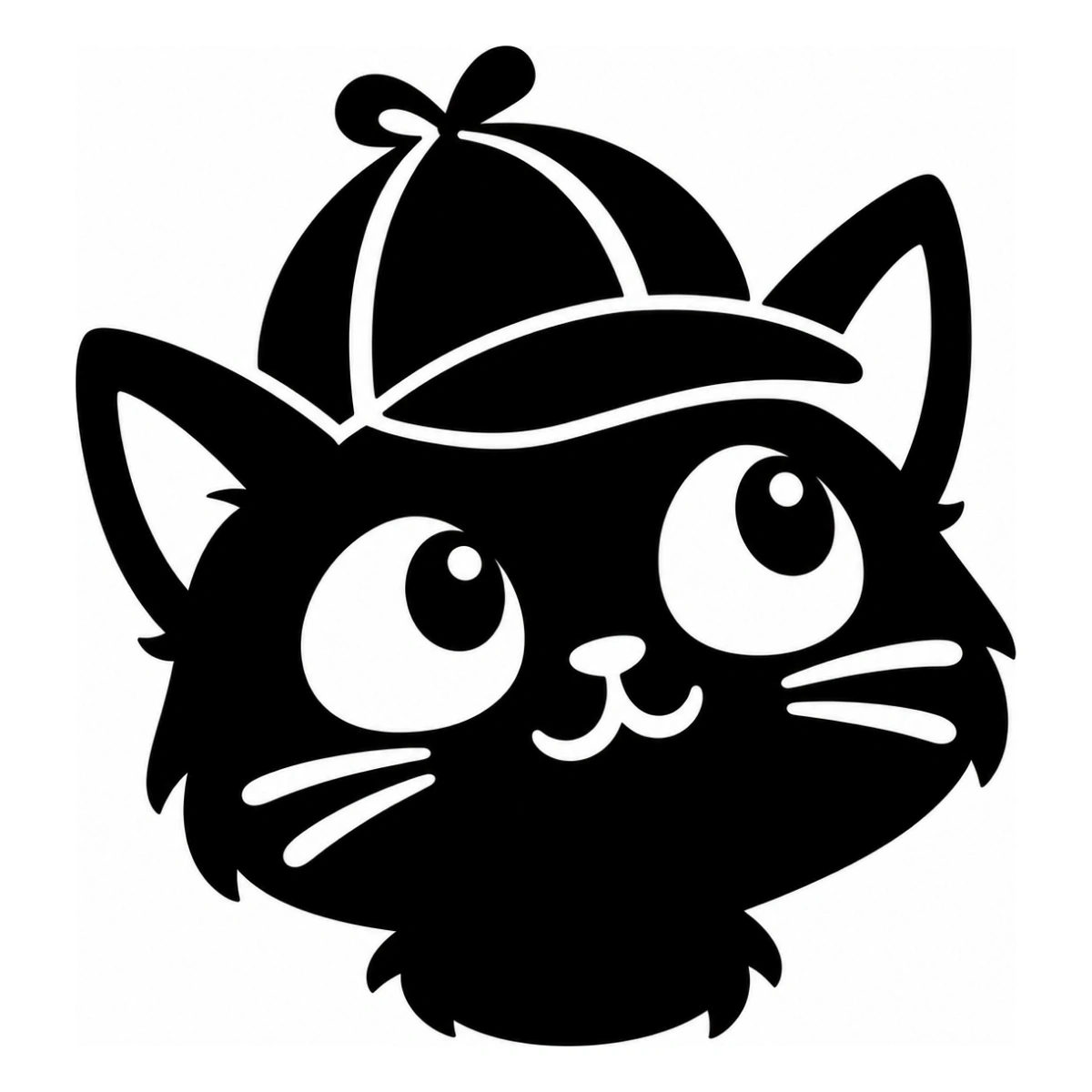Il baffo investigatore - disegno adesivo gatto nero