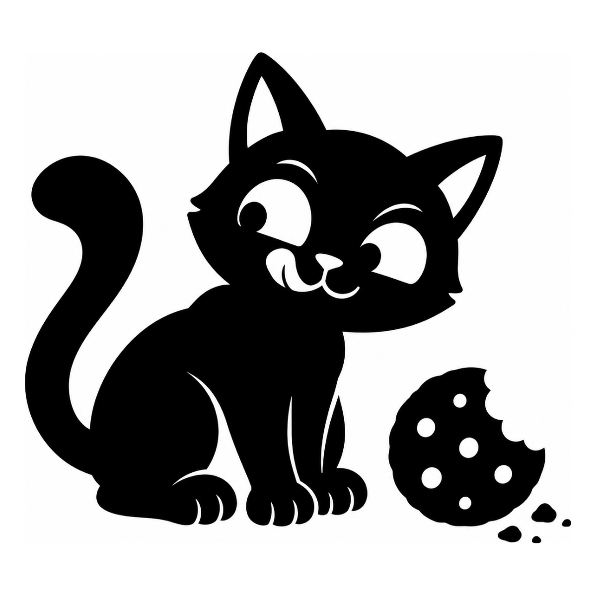 Il biscotto scomparso - disegno adesivo gatto nero