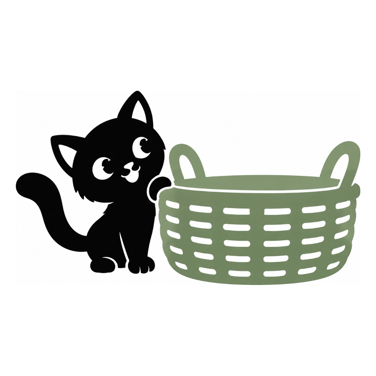 Il cesto delle sorprese - disegno adesivo gatto multicolore a elementi separati