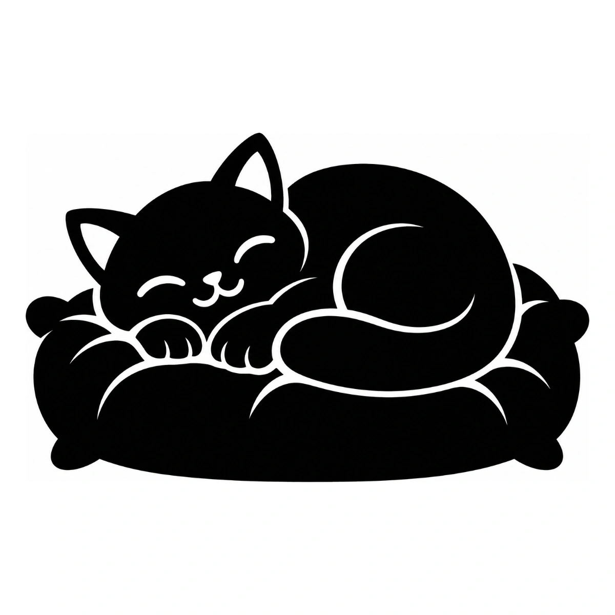 Il cuscino occupato - disegno adesivo gatto nero