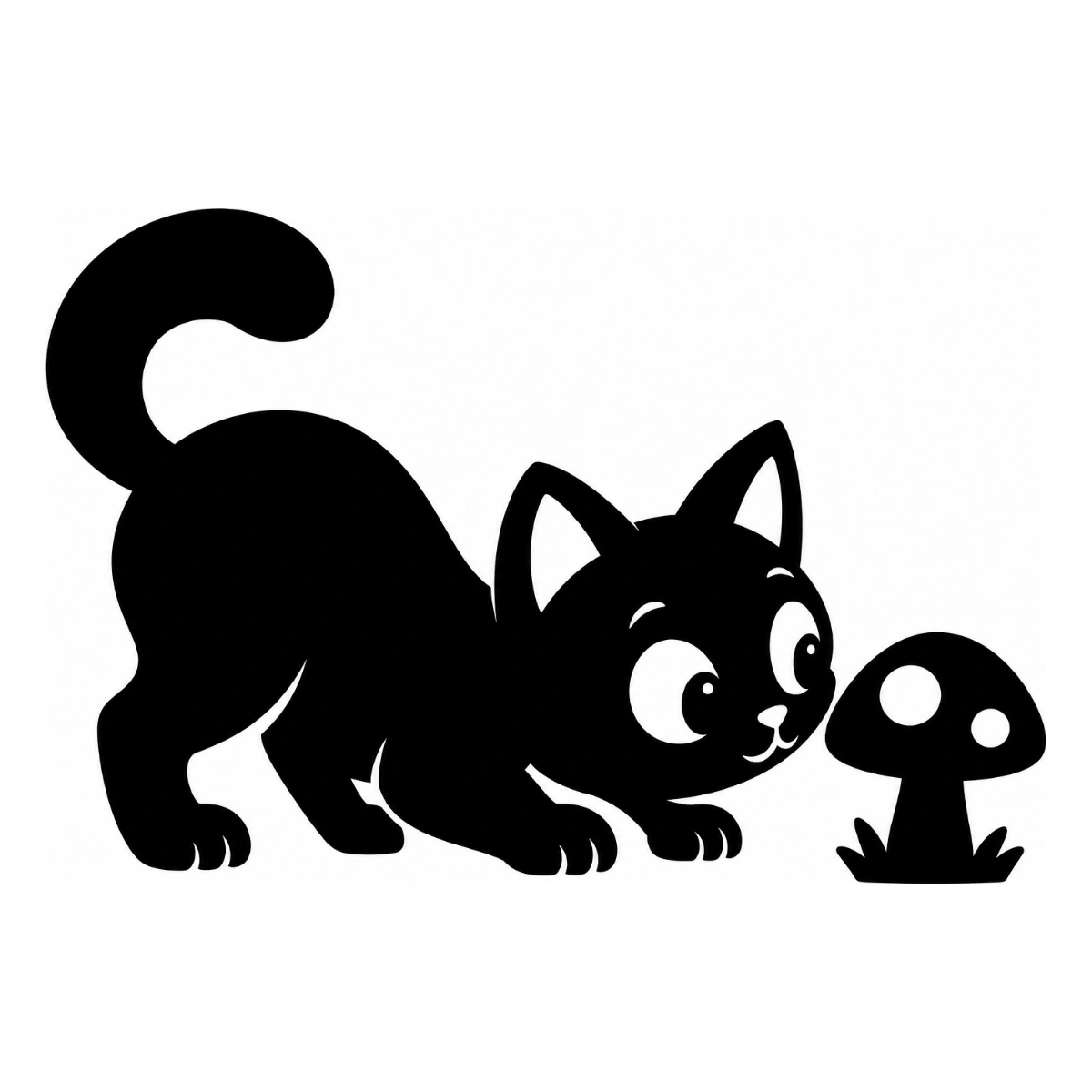 Il fungo misterioso - disegno adesivo gatto nero