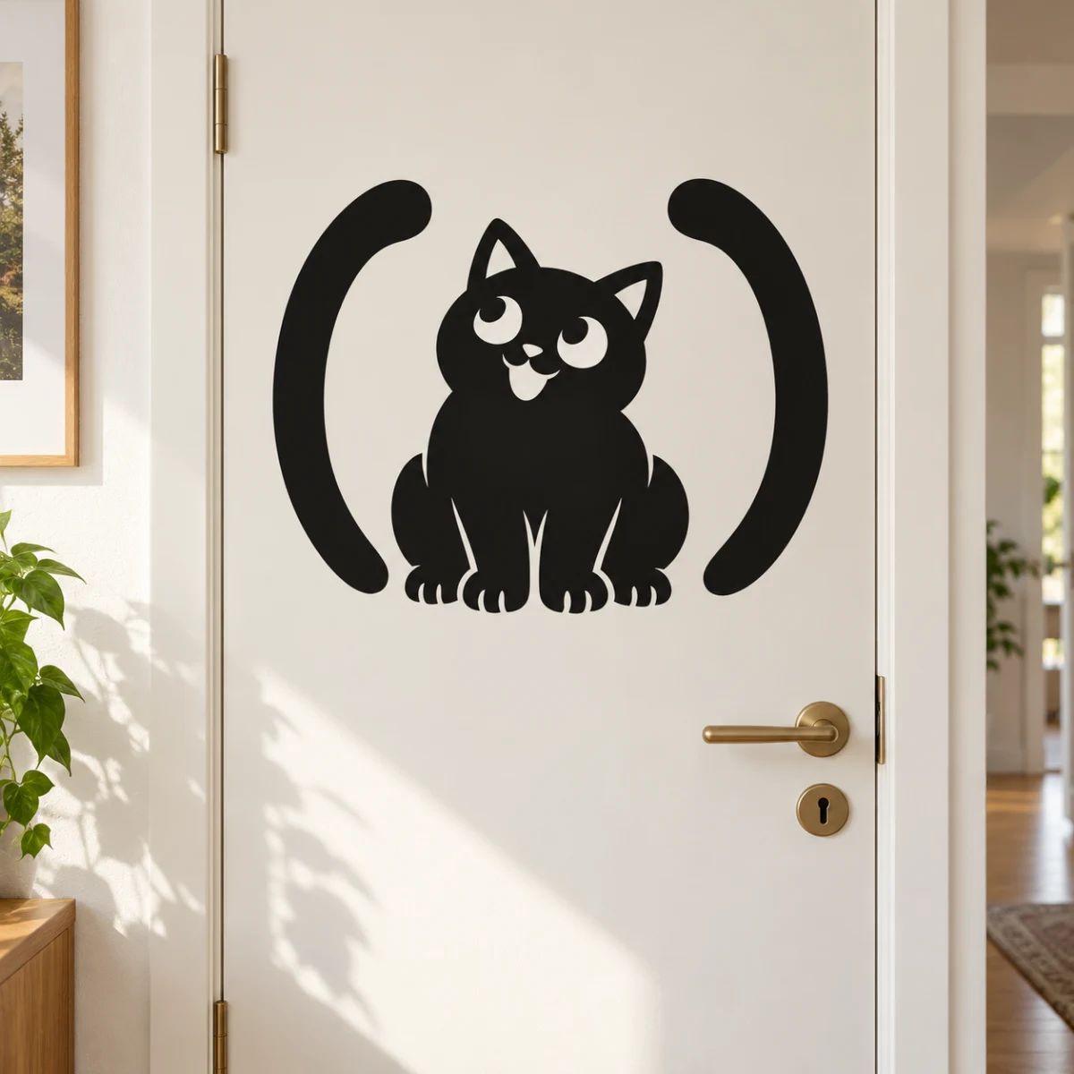 Il gatto tra parentesi - simulazione su porta interna liscia