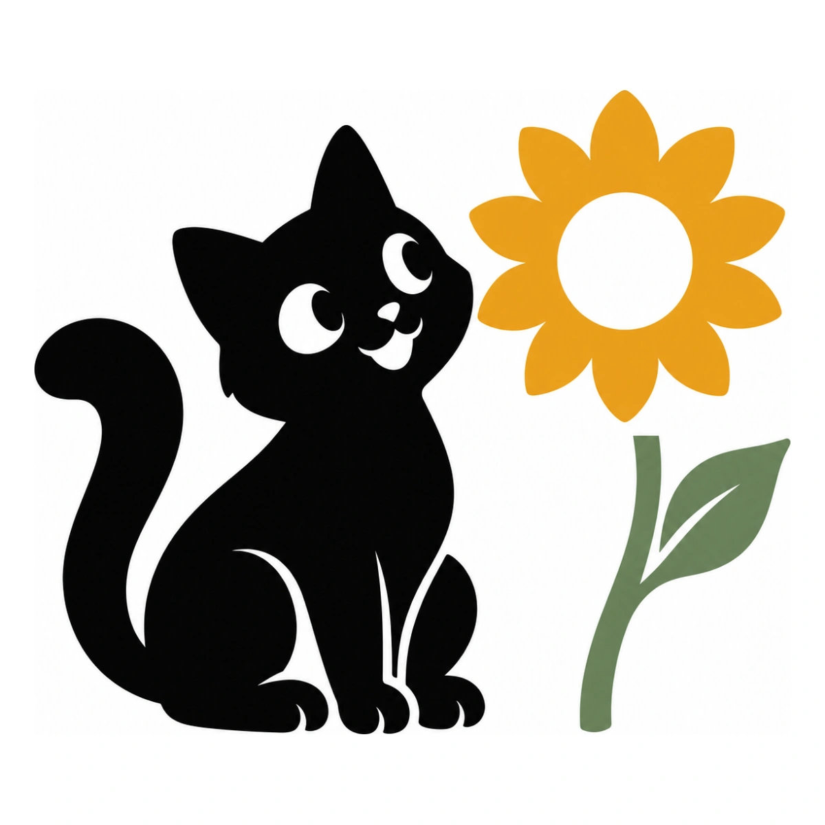 Il girasole curioso - disegno adesivo gatto multicolore a elementi separati