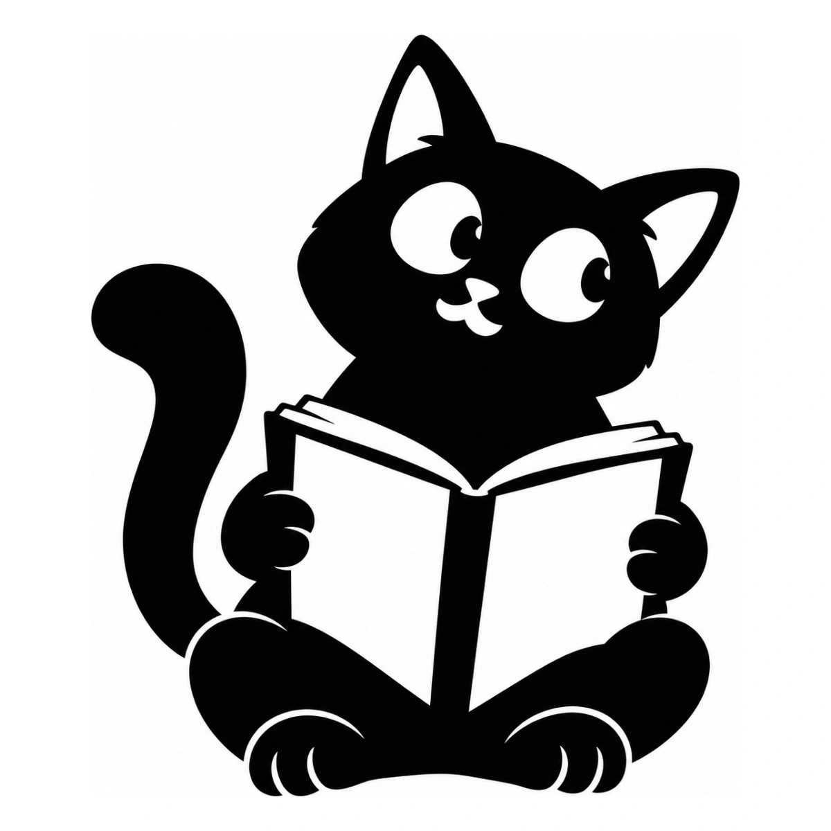 Il lettore distratto - disegno adesivo gatto nero