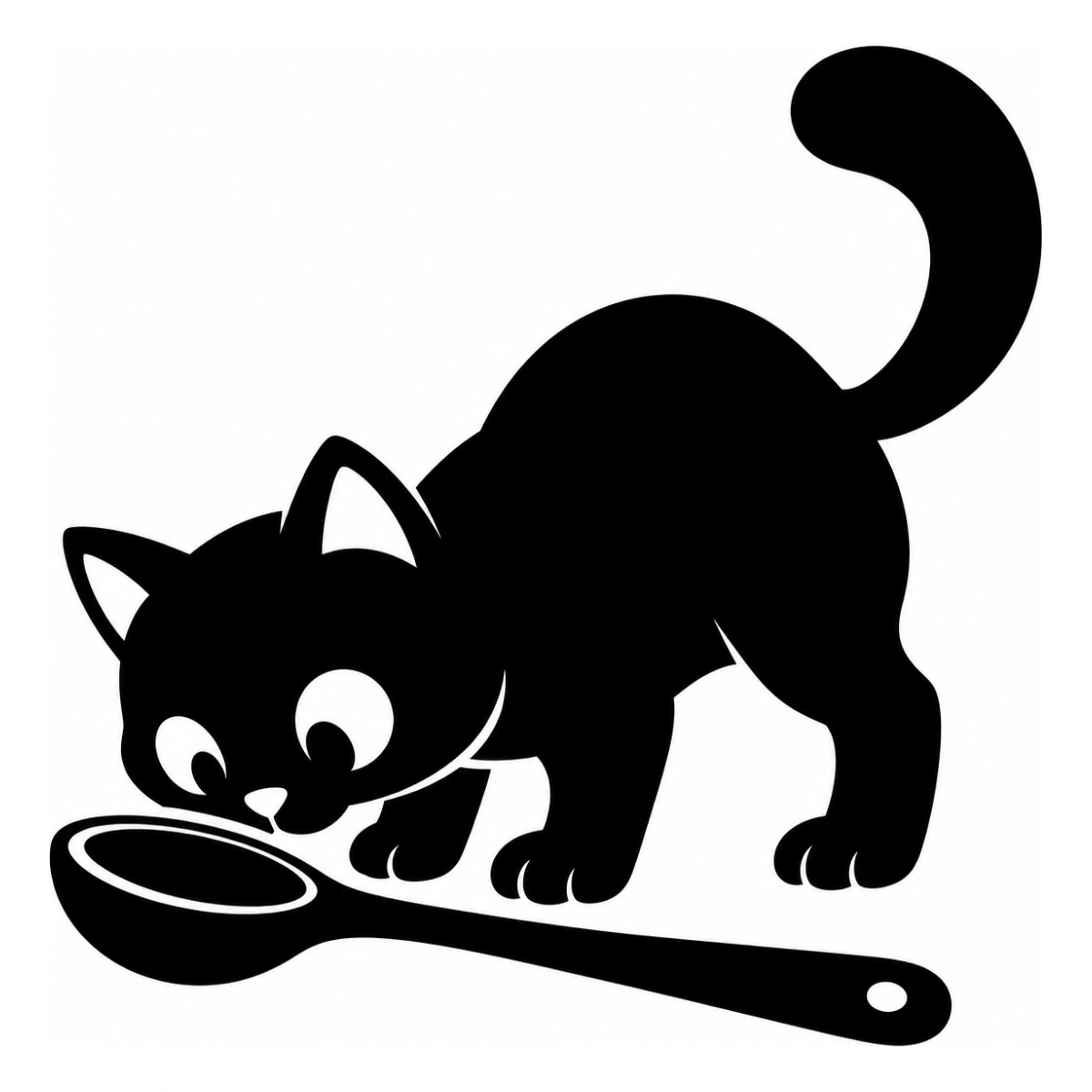 Il mestolo investigato - disegno adesivo gatto nero