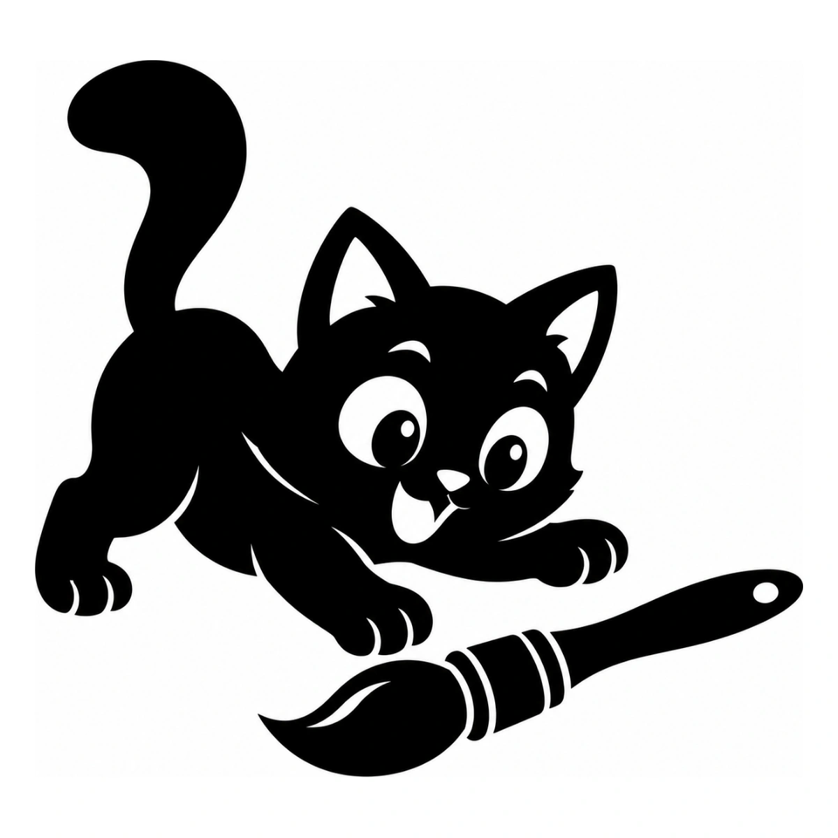 Il pennello ribelle - disegno adesivo gatto nero
