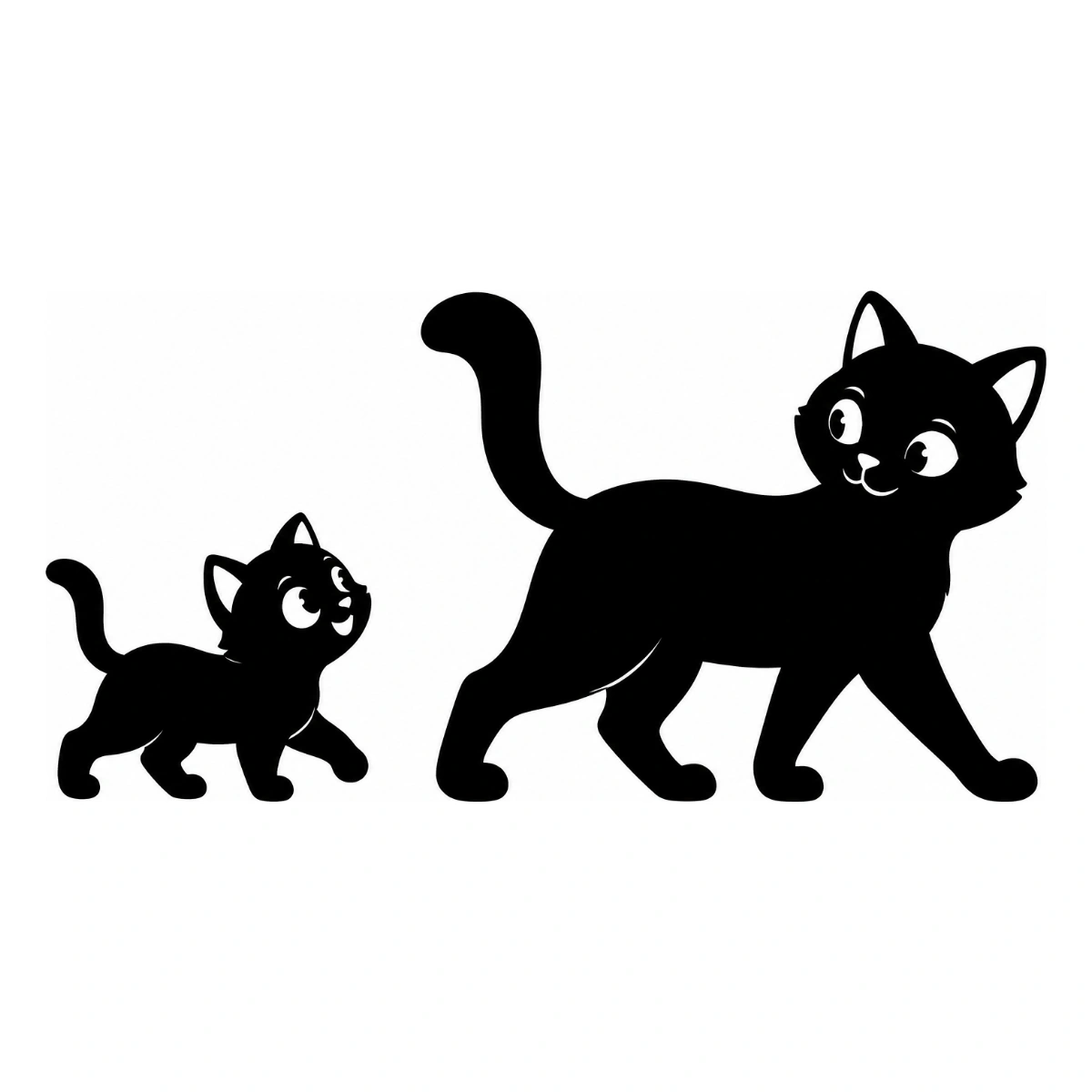 Il piccolo segue il grande - disegno adesivo gatto nero