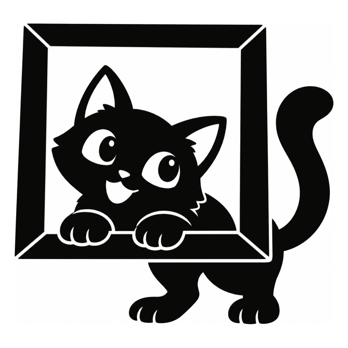 Il quadro nel quadro - disegno adesivo gatto nero