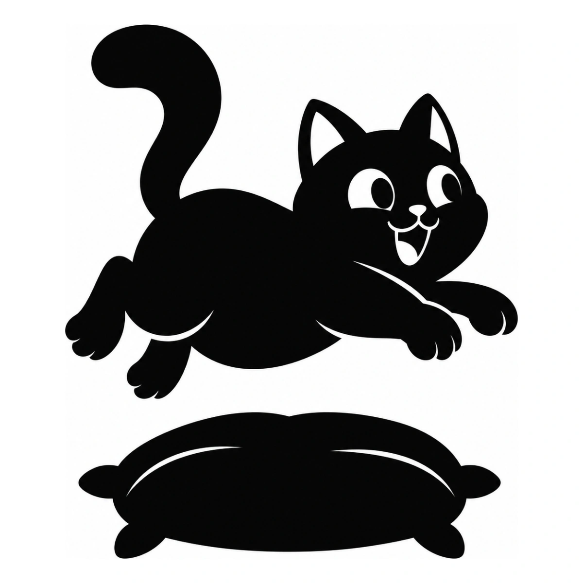 Il salto del cuscino - disegno adesivo gatto nero
