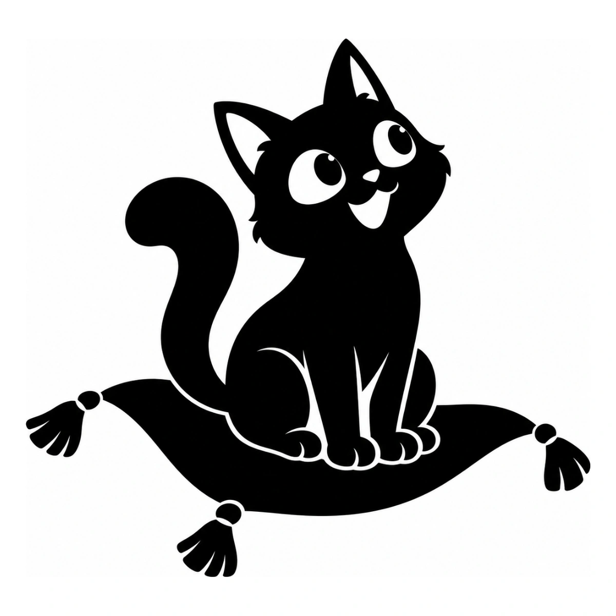 Il tappeto volante - disegno adesivo gatto nero