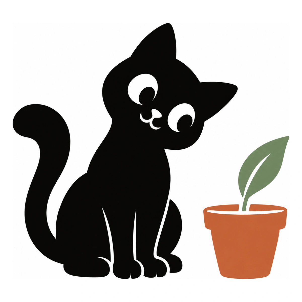 Incontro con il vaso - disegno adesivo gatto multicolore a elementi separati
