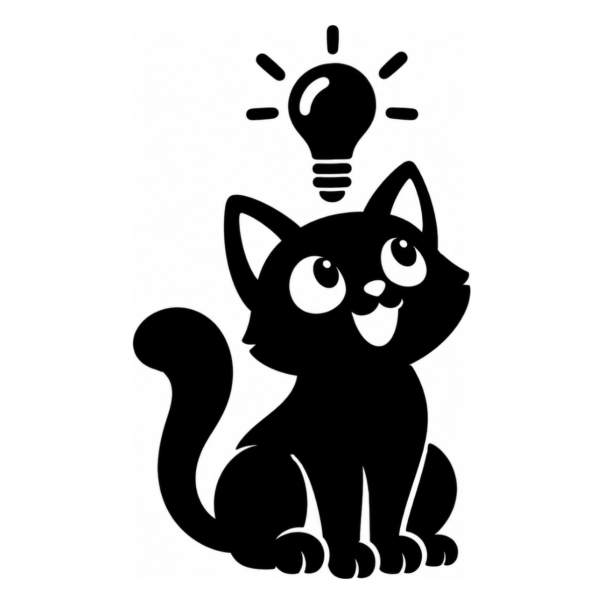 L'idea sulla testa - disegno adesivo gatto nero