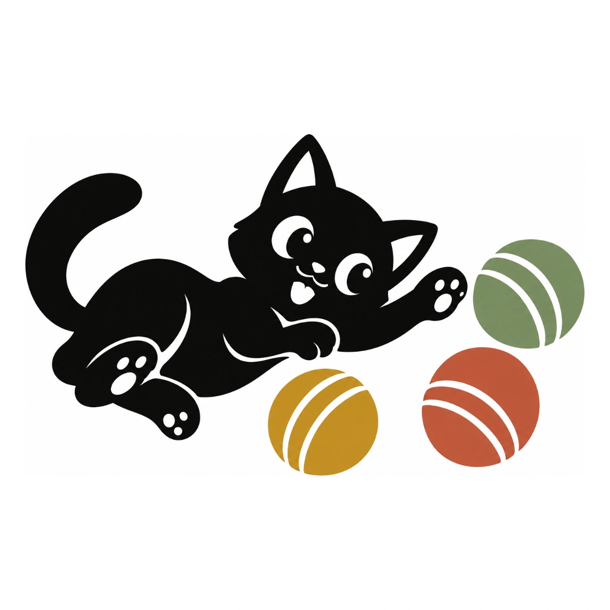L'ultimo gomitolo - disegno adesivo gatto multicolore a elementi separati