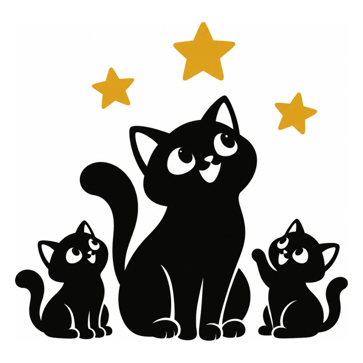 La famiglia delle stelline - disegno adesivo gatto multicolore a elementi separati