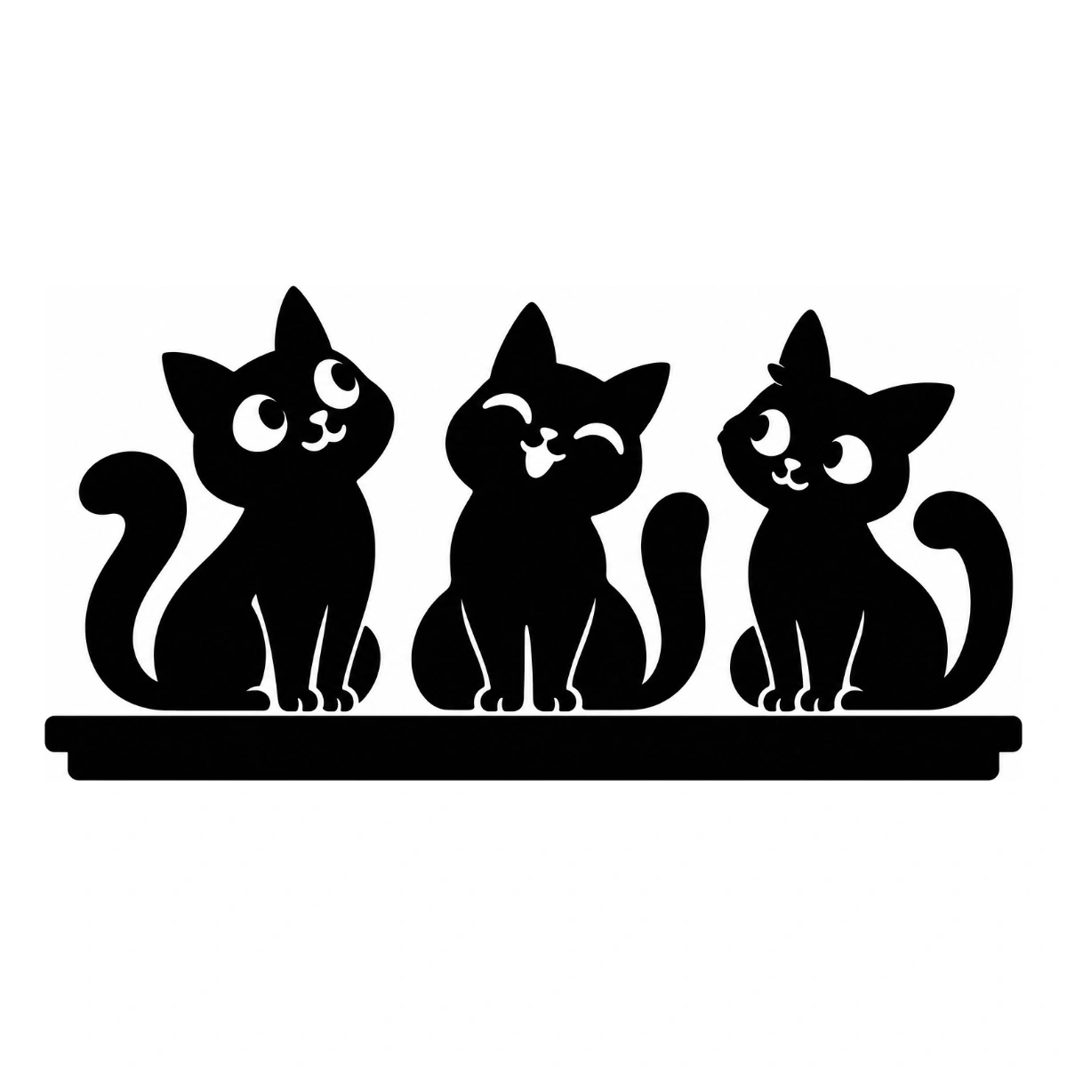 La riunione sul davanzale - disegno adesivo gatto nero