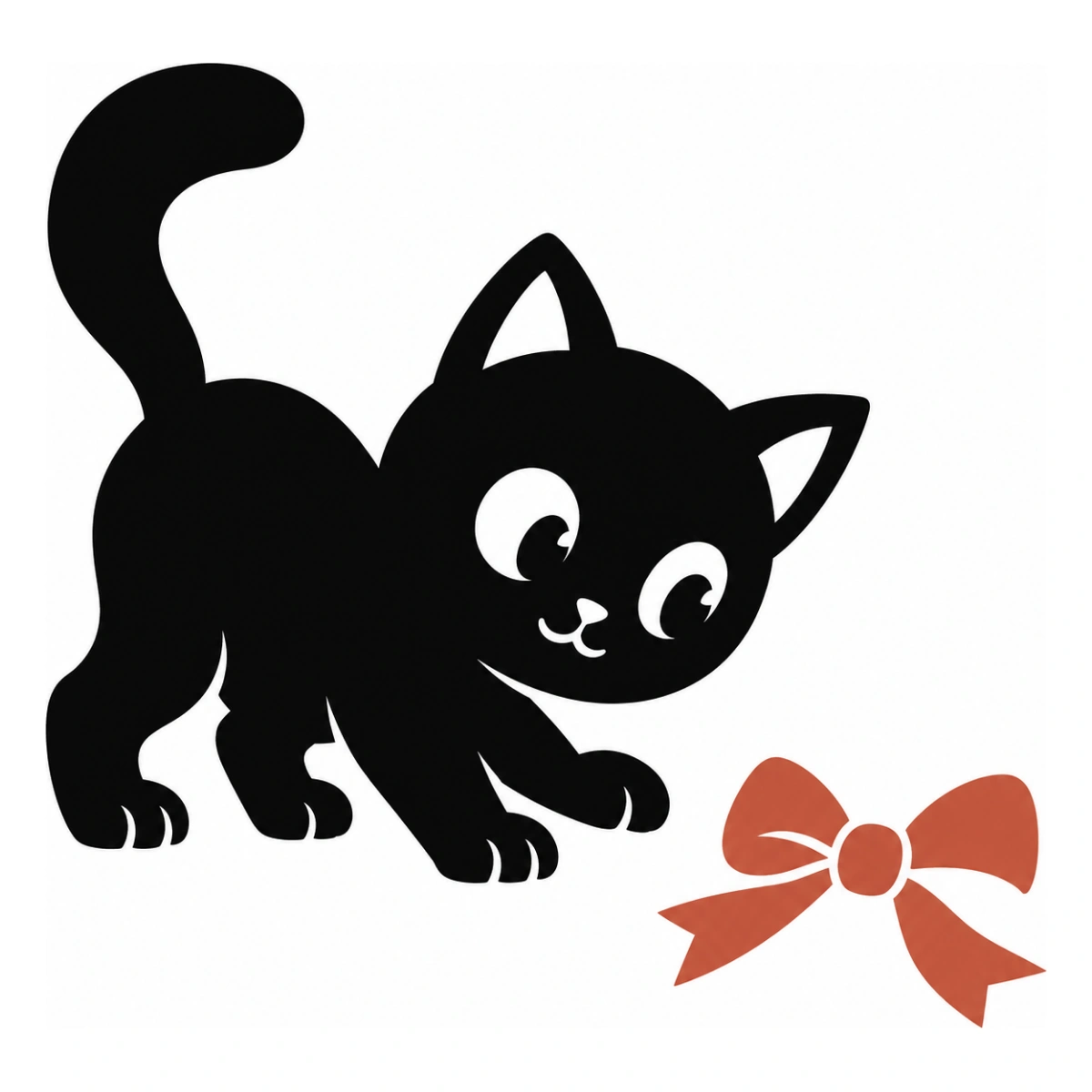 La sorpresa del fiocco - disegno adesivo gatto multicolore a elementi separati