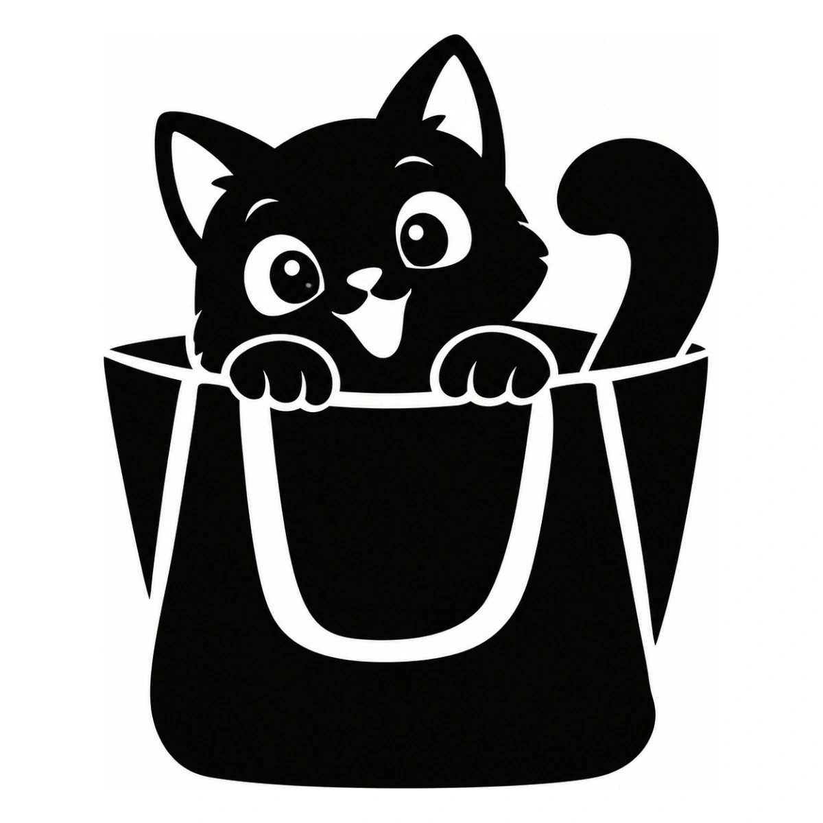 La sorpresa nella borsa - disegno adesivo gatto nero