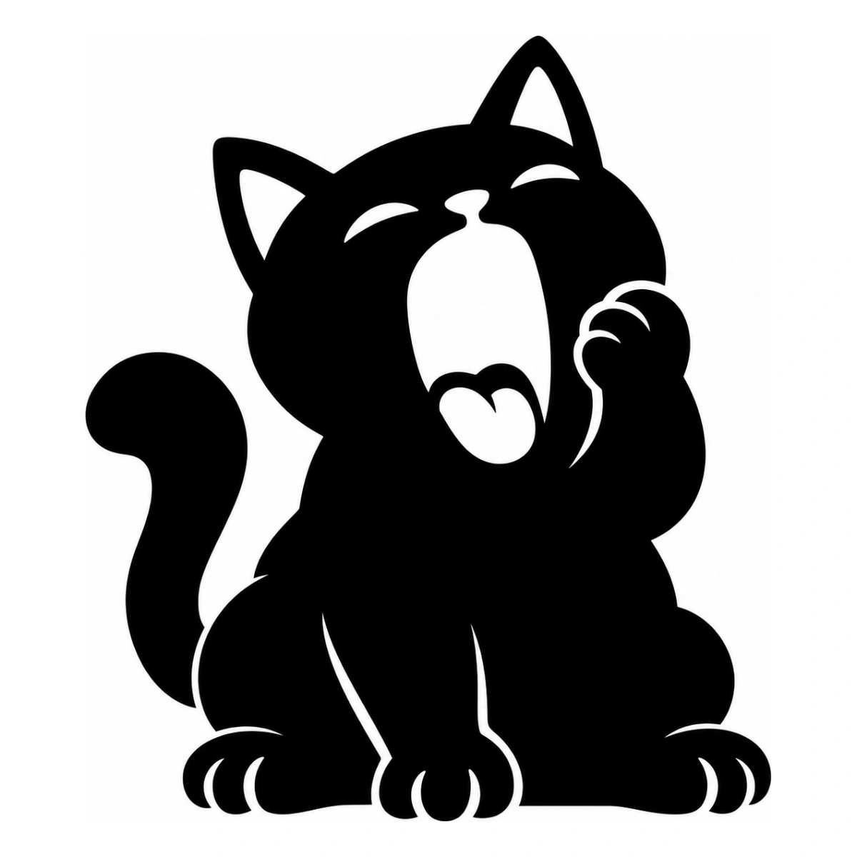 Lo sbadiglio gigante - disegno adesivo gatto nero