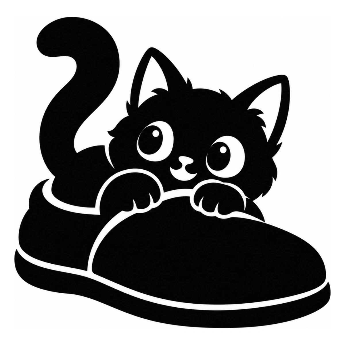 Missione pantofole - disegno adesivo gatto nero