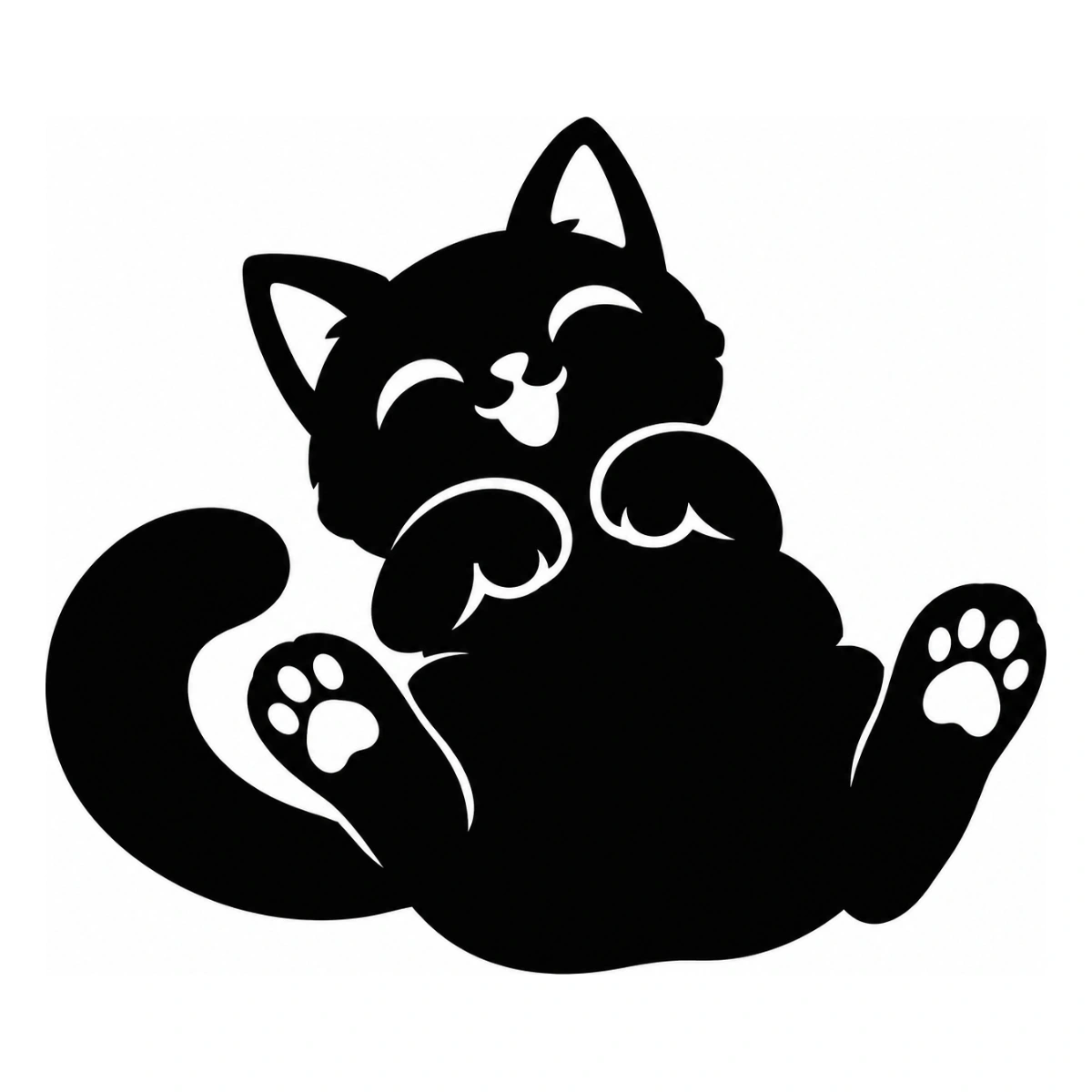 Pancia al sole - disegno adesivo gatto nero
