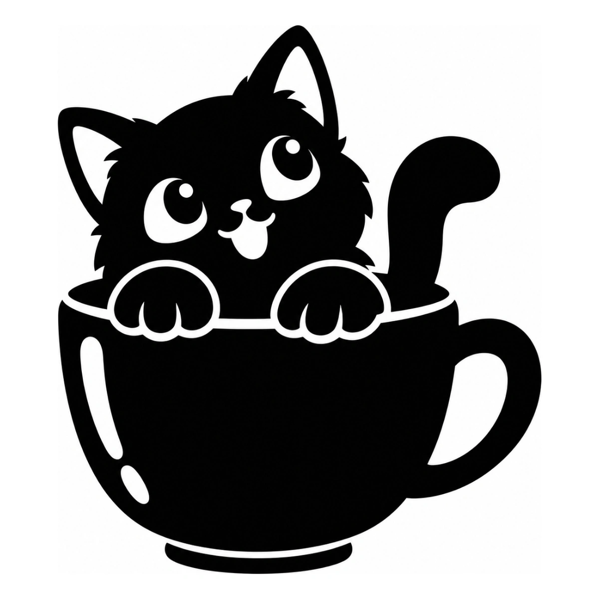 Pausa nella tazza - disegno adesivo gatto nero