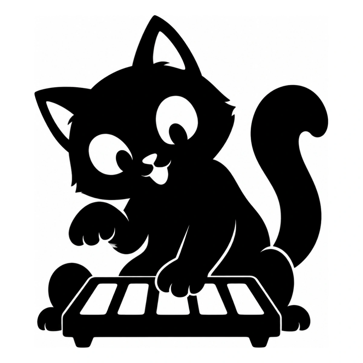Pianista distratto - disegno adesivo gatto nero