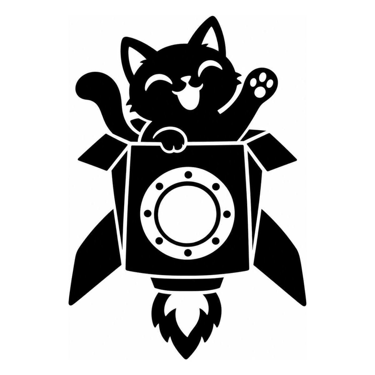 Pilota di scatolone - disegno adesivo gatto nero