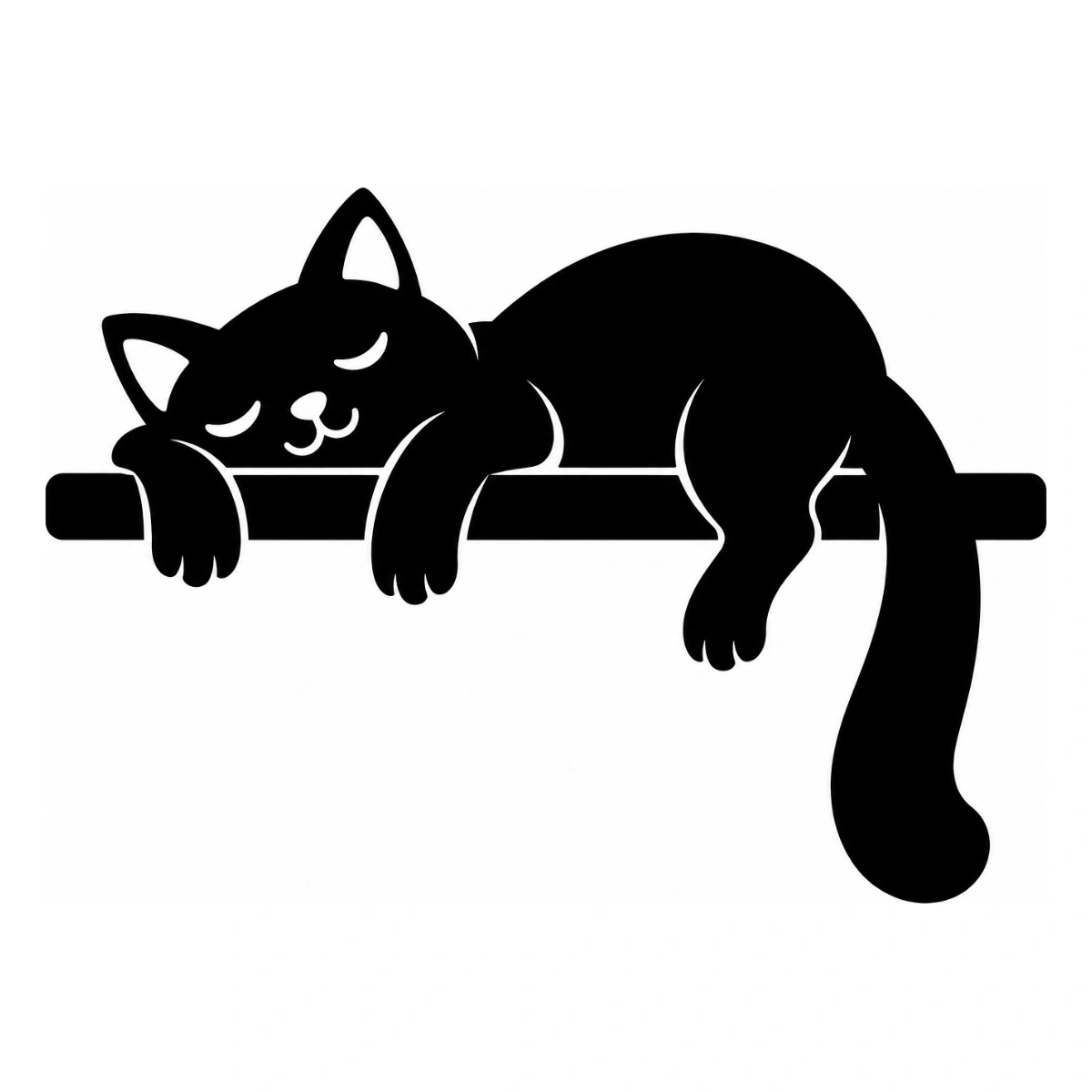 Pisolino in bilico - disegno adesivo gatto nero