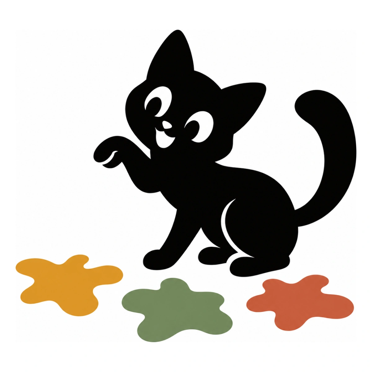 Pittore senza macchie - disegno adesivo gatto multicolore a elementi separati
