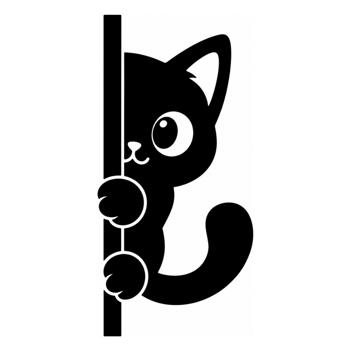 Portiere curioso - disegno adesivo gatto nero